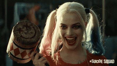Harley Quinn Smiling Holding Mallet GIF