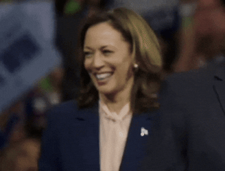 Harris Walz Smiling Behind GIF