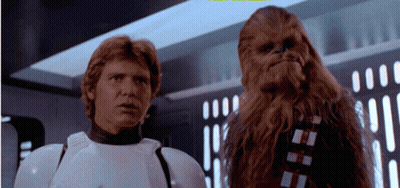 Harrison Ford And Chewbacca Standing GIF