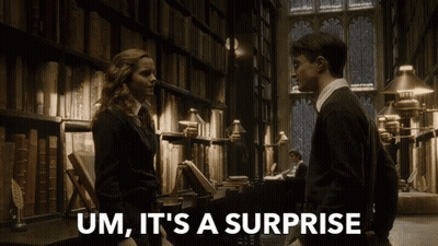 Harry Potter And Hermione Granger Saying It's A Surprise GIF
