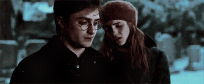 Harry Potter And Hermione Granger Standing In Cemetery GIF