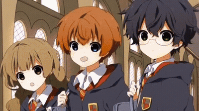 Harry Potter Characters Standing In Hallway GIF