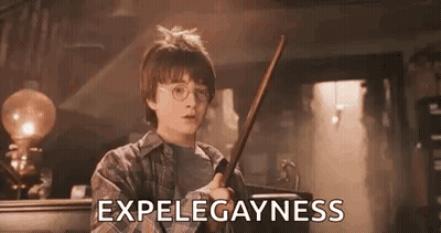 Harry Potter Is Holding A Wand In A Dark Room And Saying Expelegayness . GIF