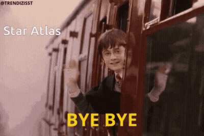 Harry Potter Is Waving From The Window Of A Train With The Words Bye Bye On The Bottom GIF