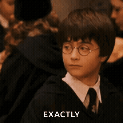 Harry Potter Is Wearing Glasses And A Tie And The Word Exactly Is On The Bottom GIF