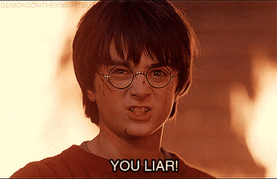 Harry Potter Is Wearing Glasses And Making A Funny Face And Saying You Liar GIF