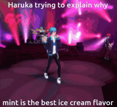 Haruka Trying To Explain Why Mint Is The Best Ice Cream Flavor In A Video Game GIF