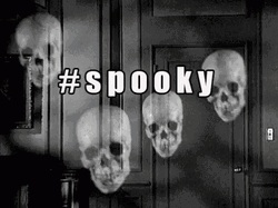 Hashtag Spooky Floating Skulls GIF