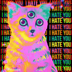 Hate Hate Hate Colorful Cat With Three Eyes GIF