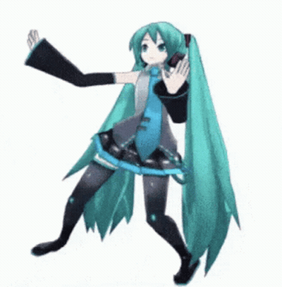 Hatsune Miku Dancing In Video Game With Long Green Hair GIF