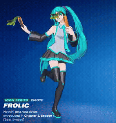 Hatsune Miku From Fortnite Holding Carrot GIF