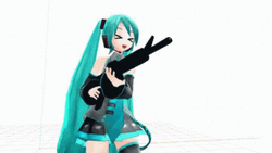 Hatsune Miku Holding Gun
