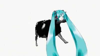 Hatsune Miku Next To Cow GIF