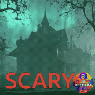Haunted House Saying Scary In Red GIF