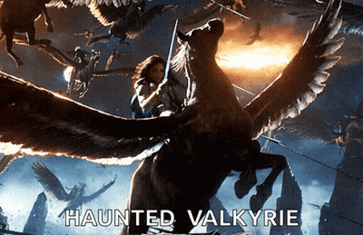 Haunted Valkyrie Poster Woman Riding Horse GIF