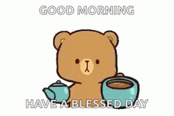 Have A Blessed Wednesday Teddy Bear Pouring Coffee GIF