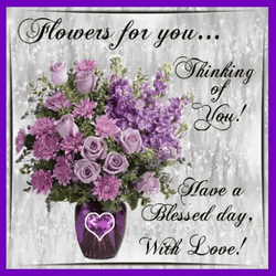 Have A Blessed Wednesday Vase Of Purple Flowers GIF