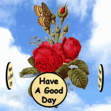 Have A Good Day Roses & Butterfly GIF