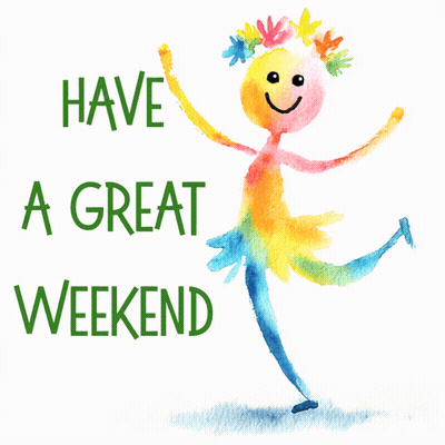 Have A Great Weekend Card With Colorful Character GIF