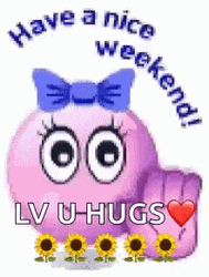 Have A Nice Weekend Love You Hugs Emoji GIF