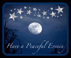 Have A Peaceful Good Evening Stars Moon Sky GIF