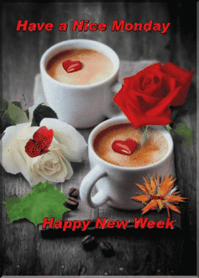 Have Nice Monday Happy New Week Coffee Roses GIF