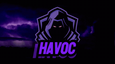 Havoc Logo With Hooded Figure Red Eyes GIF