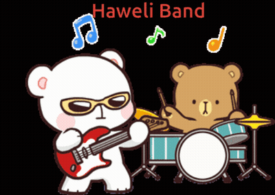 Haweli Band Cartoon Bears Playing Instruments GIF