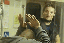 Hawkeye In Train High Five GIF