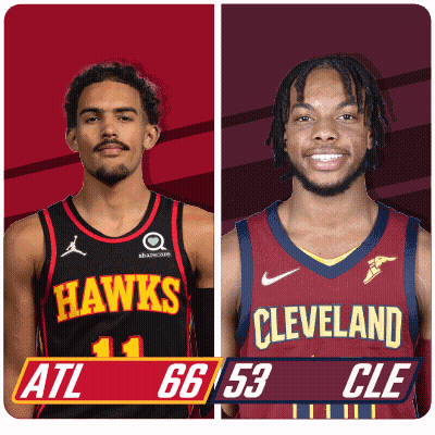 Hawks And Cleveland Basketball Players Standing Together GIF