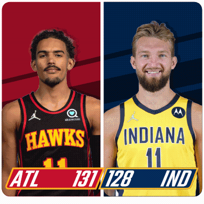 Hawks And Indiana Basketball Players Standing Together GIF