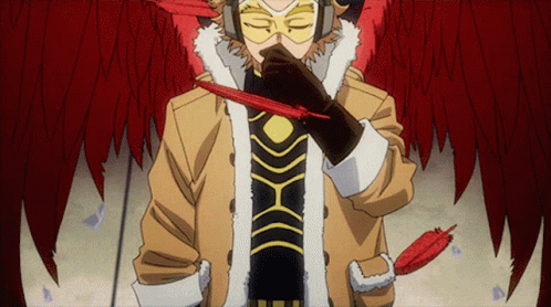 Hawks From My Hero Academia Is Holding A Feather In His Hand GIF