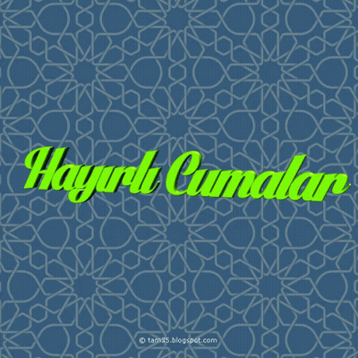 Hayırlı Cumalar Green on Blue Background