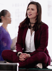 Hayley Atwell Gayly Talking Sitting On Table GIF