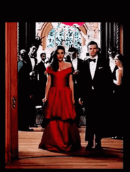 Hayley Marshall Walking In Red Dress GIF