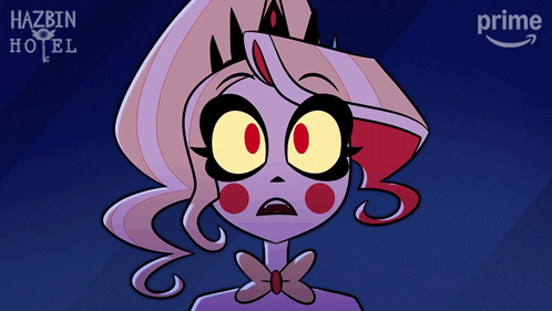 Hazbin Hotel Poster With Girl With Big Eyes GIF
