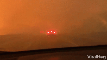 Hazy Road Searing Wildfire Breaking Out GIF