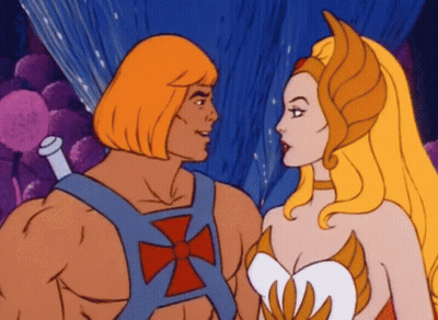 He-Man And She-Ra Looking At Each Other GIF