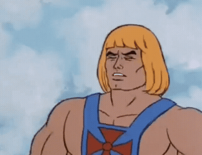 He-Man In Blue Vest With Red And White Cross GIF