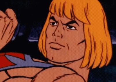 He-Man Making Funny Face With Fist In Air GIF