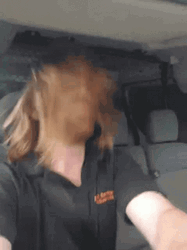 Head Banging Ginger Hair Car GIF