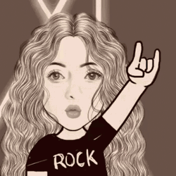 Head Banging Rock Girl Animation Disco GIF