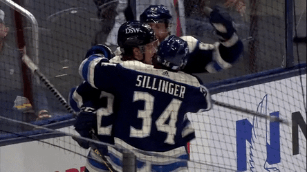 Head Tap Blue Jackets Hockey GIF