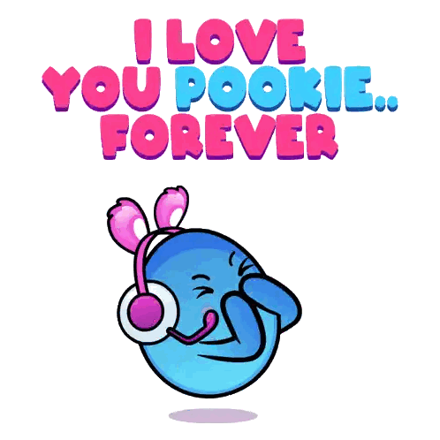 Headphone Girl Saying I Love You Pookie Sticker