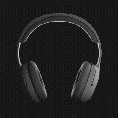 Headphones With Letter L On Ear Cushion GIF