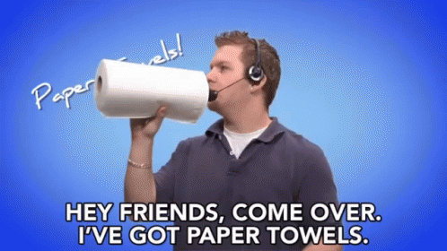 Headset Man Holding Paper Towels To Mouth GIF