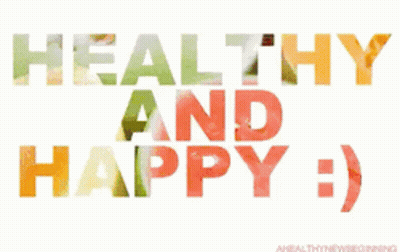Healthy And Happy Sign Made Of Fruit GIF