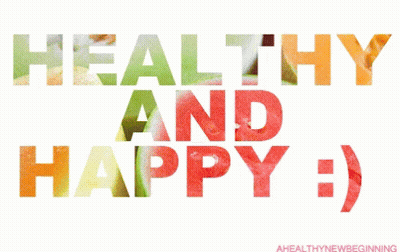 Healthy And Happy Sign With Fruits GIF