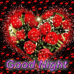 Heart And Red Roses Dobranoc GIF