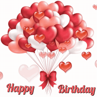 Heart Balloons Saying Happy Birthday GIF